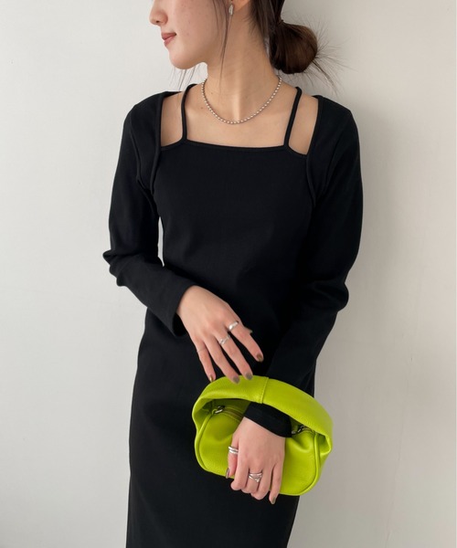 EPIMI E'PIMMY（エピミエピミー）の「レイヤードライクリブカットワンピ―ス（ワンピース・レディース・ブラック/ピンク/アイボリー/オートミール・MEDIUM）」の3枚目の写真