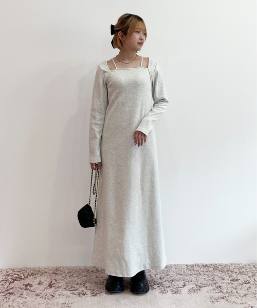 EPIMI E'PIMMY（エピミエピミー）の「レイヤードライクリブカットワンピ―ス（ワンピース・レディース・ブラック/ピンク/アイボリー/オートミール・MEDIUM）」の6枚目の写真