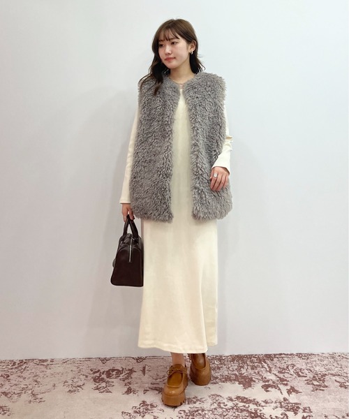 EPIMI E'PIMMY（エピミエピミー）の「レイヤードライクリブカットワンピ―ス（ワンピース・レディース・ブラック/ピンク/アイボリー/オートミール・MEDIUM）」の9枚目の写真