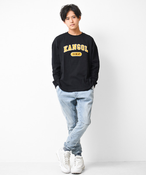 KANGOL KIDS(カンゴールキッズ)の「KANGOL 別注フェルト刺繍ロングTシャツ(Tシャツ/カットソー・キッズ・オフホワイト/チャコールグレー/ブラック・120/130/140/150/160)」の12枚目の写真