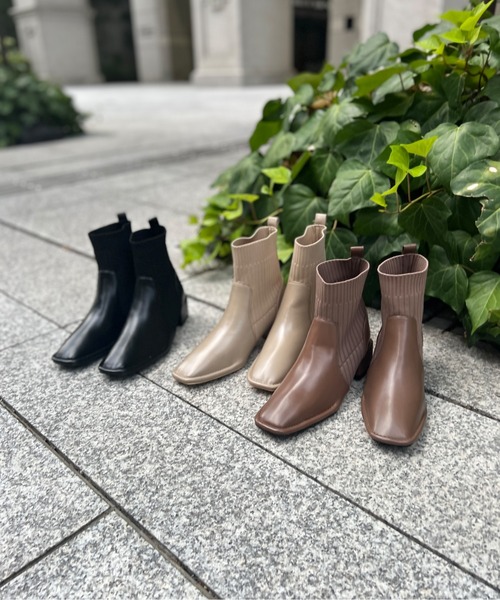 Chez toi（シェトワ）の「サイドニットショートブーツ（ブーツ・レディース・ブラック/モカ/ベージュ・S/M/L）」の10枚目の写真
