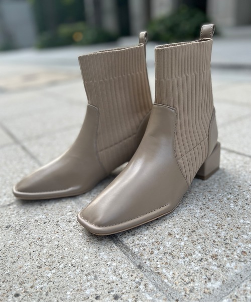 Chez toi（シェトワ）の「サイドニットショートブーツ（ブーツ・レディース・ブラック/モカ/ベージュ・S/M/L）」の9枚目の写真