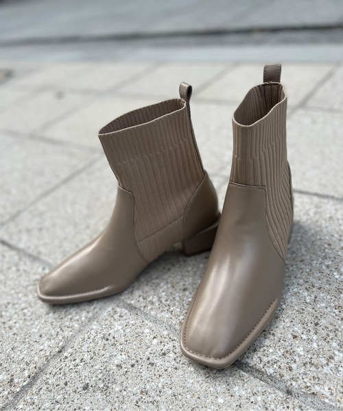 Chez toi（シェトワ）の「サイドニットショートブーツ（ブーツ・レディース・ブラック/モカ/ベージュ・S/M/L）」の13枚目の写真