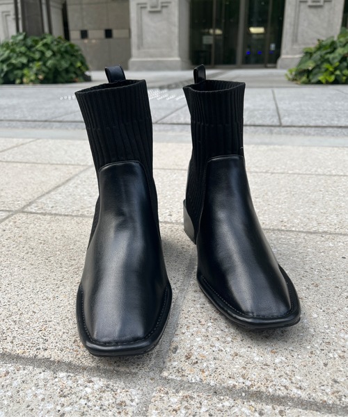 Chez toi（シェトワ）の「サイドニットショートブーツ（ブーツ・レディース・ブラック/モカ/ベージュ・S/M/L）」の11枚目の写真