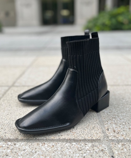 Chez toi（シェトワ）の「サイドニットショートブーツ（ブーツ・レディース・ブラック/モカ/ベージュ・S/M/L）」の5枚目の写真