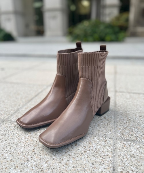Chez toi（シェトワ）の「サイドニットショートブーツ（ブーツ・レディース・ブラック/モカ/ベージュ・S/M/L）」の17枚目の写真