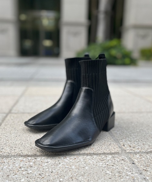 Chez toi（シェトワ）の「サイドニットショートブーツ（ブーツ・レディース・ブラック/モカ/ベージュ・S/M/L）」の7枚目の写真