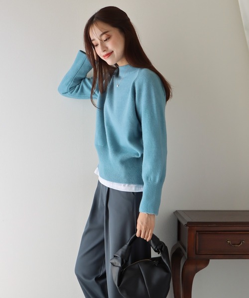 BLUEEAST（ブルーイースト）の「ハイネックニット（ニット/セーター・レディース・ブラック/オレンジ/ブルー/グリーン/アイボリー/モカ/ピンク/ブルーグレー・MEDIUM）」の13枚目の写真