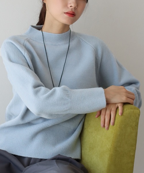 BLUEEAST（ブルーイースト）の「ハイネックニット（ニット/セーター・レディース・ブラック/オレンジ/ブルー/グリーン/アイボリー/モカ/ピンク/ブルーグレー・MEDIUM）」の22枚目の写真
