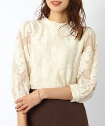 DRESKIP | 総レ－スパフ袖プルオーバー(Tシャツ/カットソー)