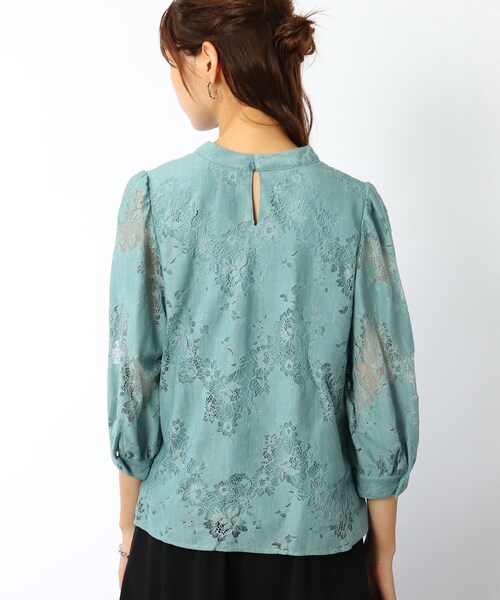 DRESKIP(ドレスキップ)の「◆総レ-スパフ袖プルオーバー(Tシャツ/カットソー・レディース・ダークブラウン/グリーン/ライトパープル/オフホワイト・02/04/03)」の7枚目の写真