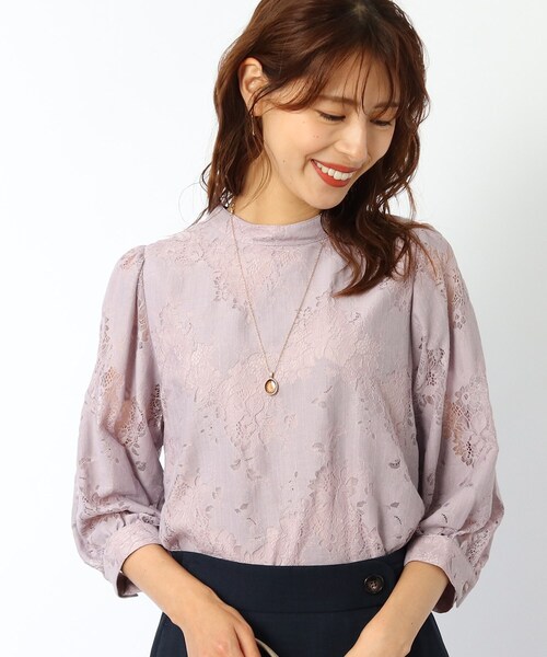 DRESKIP(ドレスキップ)の「◆総レ-スパフ袖プルオーバー(Tシャツ/カットソー・レディース・ダークブラウン/グリーン/ライトパープル/オフホワイト・02/04/03)」の13枚目の写真