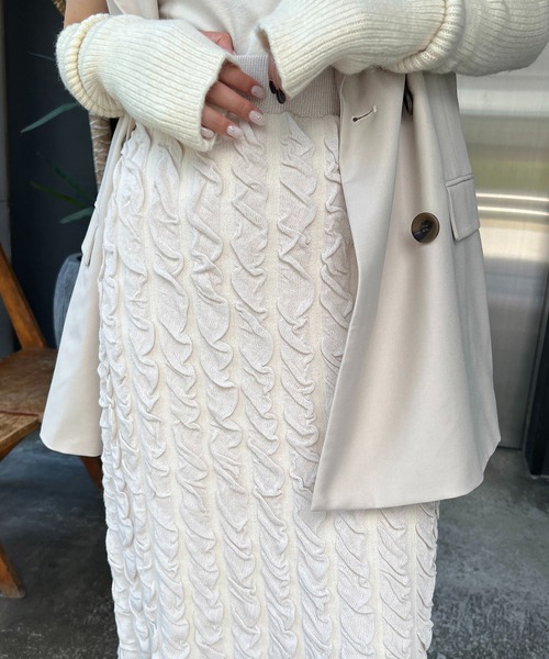 CAPRICIEUX LE'MAGE（カプリシューレマージュ）の「ふくれジャガードスカート（スカート・レディース・ブラック/ホワイト系その他・FREE）」の7枚目の写真