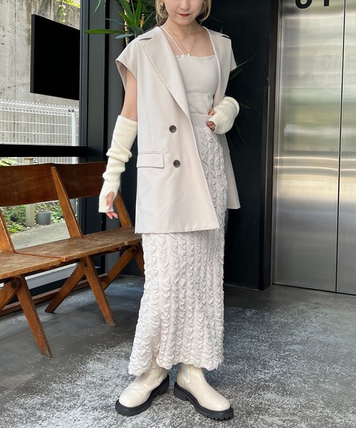 CAPRICIEUX LE'MAGE（カプリシューレマージュ）の「ふくれジャガードスカート（スカート・レディース・ブラック/ホワイト系その他・FREE）」の12枚目の写真