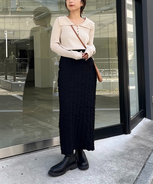 CAPRICIEUX LE'MAGE（カプリシューレマージュ）の「ふくれジャガードスカート（スカート・レディース・ブラック/ホワイト系その他・FREE）」の17枚目の写真