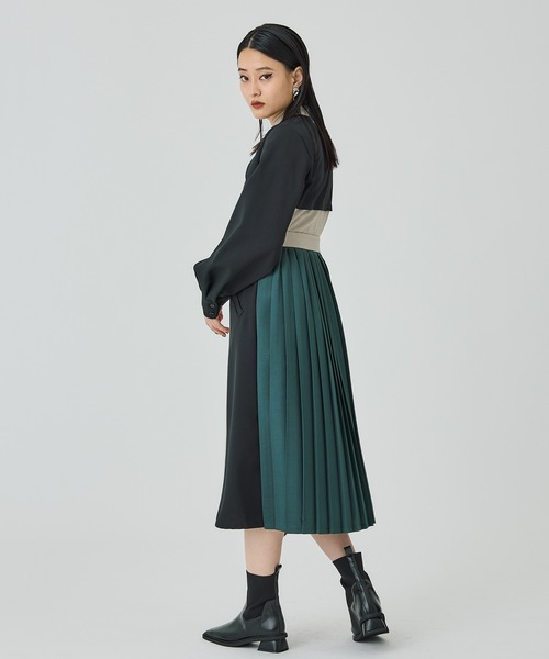 UNITED TOKYO（ユナイテッドトウキョウ）の「ボレロコンビシャツワンピース（ワンピース・レディース・ブラック/ベージュ/グリーン・1/2/0）」の7枚目の写真