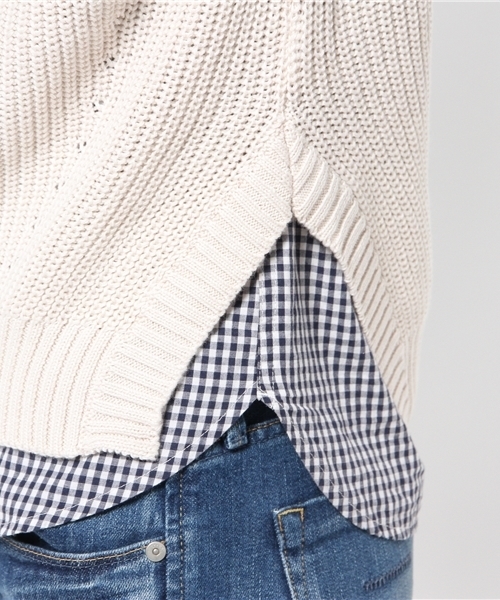 DISCOAT（ディスコート）の「【Discoat】アイレット入りベスト（ニット/セーター・レディース・ライトグレー/ネイビー/アイボリー・ﾌﾘ-）」の10枚目の写真