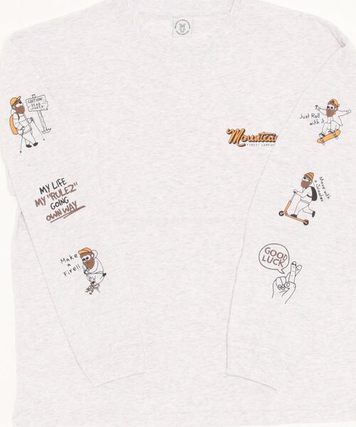 make a ray!（メイク ア レイ！）の「ビッグシルエット 発砲プリント ポップイラスト 袖プリント ロングスリーブ/長袖カットソー（Tシャツ/カットソー・メンズ・ブラック/グレー/サックスブルー/オレンジ/グリーン/グレー系その他・M/L）」の19枚目の写真