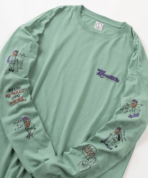 ビッグシルエット 発砲プリント ポップイラスト 袖プリント ロングスリーブ 長袖カットソー Tシャツ カットソー Make A Ray メイク ア レイ のファッション通販 Zozotown