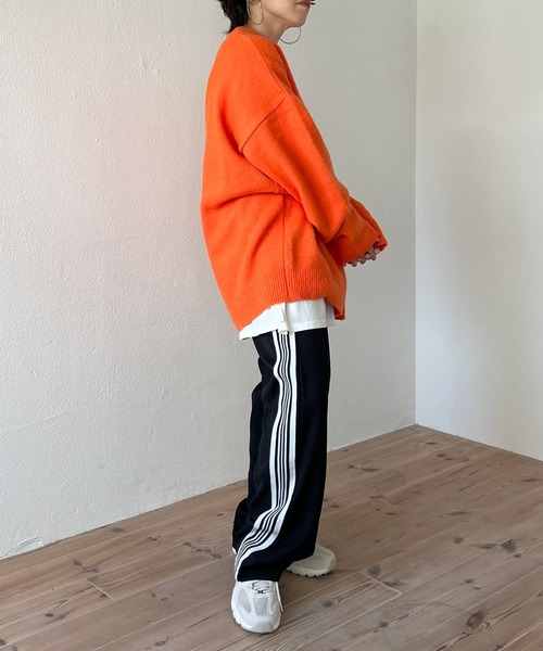 wee9s(ウィークス)の「side line track pants / サイドライントラックパンツ(スウェットパンツ・レディース・ブラック/レッド/ブラウン/ブルー/パープル・FREE/LONG)」の7枚目の写真