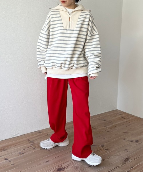 wee9s(ウィークス)の「side line track pants / サイドライントラックパンツ(スウェットパンツ・レディース・ブラック/レッド/ブラウン/ブルー/パープル・FREE/LONG)」の18枚目の写真