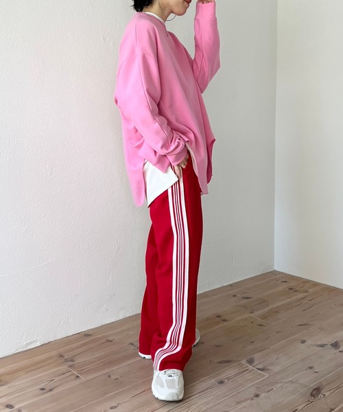 wee9s(ウィークス)の「side line track pants / サイドライントラックパンツ(スウェットパンツ・レディース・ブラック/レッド/ブラウン/ブルー/パープル・FREE/LONG)」の9枚目の写真