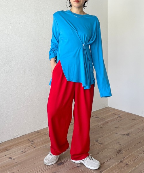 wee9s(ウィークス)の「side line track pants / サイドライントラックパンツ(スウェットパンツ・レディース・ブラック/レッド/ブラウン/ブルー/パープル・FREE/LONG)」の17枚目の写真