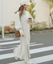 Bab | 【低身長向け・高身長向けサイズあり】ハーフジップロゴスウェットマーメイドフレアワンピース(ワンピース)