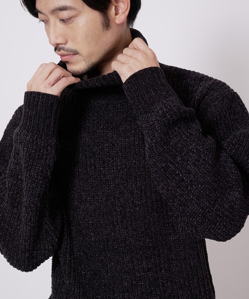 Blue Standard (ブルースタンダード)の「【BLUE STANDARD/ブルースタンダード】ふんわりもちもちのやみつきな触り心地 ふわもちモール 畦編み ウォッシャブル タートルネック セーター ニット(ニット/セーター・メンズ・オフホワイト/ブラック/チャコールグレー/ベージュ・MEDIUM/LARGE/X-LARGE)」の3枚目の写真
