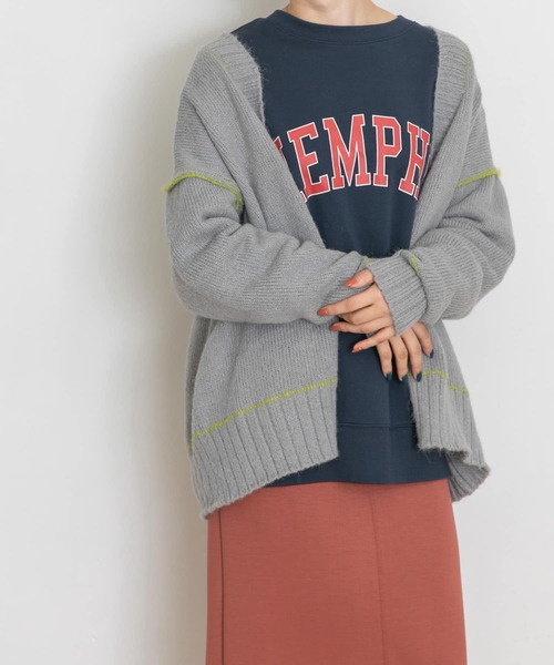 UR Lab.（アーバンリサーチラボ）の「配色ステッチルーズカーディガン（カーディガン/ボレロ・レディース・グレー/オフホワイト/ブラウン・FREE）」の18枚目の写真