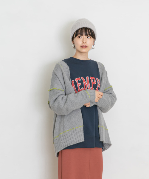 UR Lab.（アーバンリサーチラボ）の「配色ステッチルーズカーディガン（カーディガン/ボレロ・レディース・グレー/オフホワイト/ブラウン・FREE）」の19枚目の写真