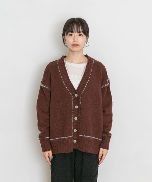 UR Lab.（アーバンリサーチラボ）の「配色ステッチルーズカーディガン（カーディガン/ボレロ・レディース・グレー/オフホワイト/ブラウン・FREE）」の22枚目の写真