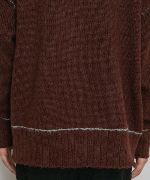 UR Lab.（アーバンリサーチラボ）の「配色ステッチルーズカーディガン（カーディガン/ボレロ・レディース・グレー/オフホワイト/ブラウン・FREE）」の6枚目の写真