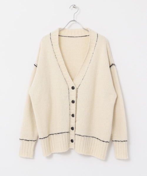 UR Lab.（アーバンリサーチラボ）の「配色ステッチルーズカーディガン（カーディガン/ボレロ・レディース・グレー/オフホワイト/ブラウン・FREE）」の7枚目の写真