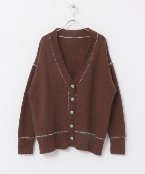 UR Lab.（アーバンリサーチラボ）の「配色ステッチルーズカーディガン（カーディガン/ボレロ・レディース・グレー/オフホワイト/ブラウン・FREE）」の8枚目の写真