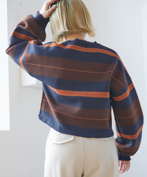 PBLIM（ページボーイリム）の「PAGEBOYLIM/マルチボーダーニット（ニット/セーター・レディース・グリーン系その他/ブラウン系その他/イエロー系その他・FREE）」の13枚目の写真