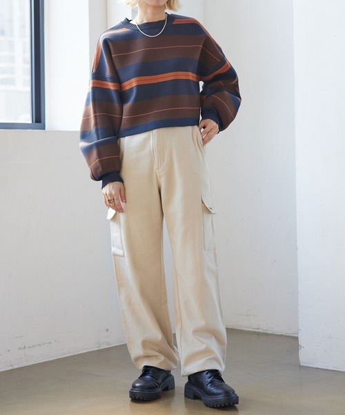 PBLIM（ページボーイリム）の「PAGEBOYLIM/マルチボーダーニット（ニット/セーター・レディース・グリーン系その他/ブラウン系その他/イエロー系その他・FREE）」の14枚目の写真