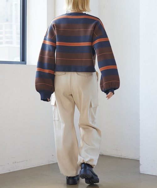 PBLIM（ページボーイリム）の「PAGEBOYLIM/マルチボーダーニット（ニット/セーター・レディース・グリーン系その他/ブラウン系その他/イエロー系その他・FREE）」の15枚目の写真