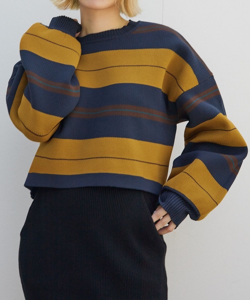 PBLIM（ページボーイリム）の「PAGEBOYLIM/マルチボーダーニット（ニット/セーター・レディース・グリーン系その他/ブラウン系その他/イエロー系その他・FREE）」の16枚目の写真