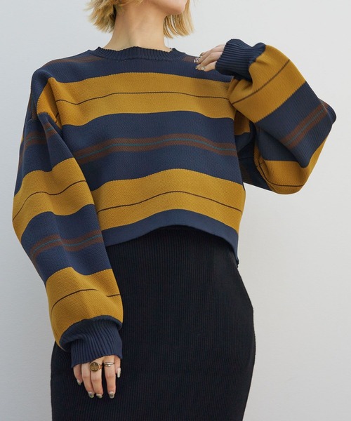 PBLIM（ページボーイリム）の「PAGEBOYLIM/マルチボーダーニット（ニット/セーター・レディース・グリーン系その他/ブラウン系その他/イエロー系その他・FREE）」の17枚目の写真