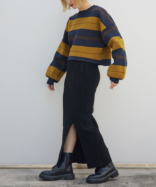 PBLIM（ページボーイリム）の「PAGEBOYLIM/マルチボーダーニット（ニット/セーター・レディース・グリーン系その他/ブラウン系その他/イエロー系その他・FREE）」の20枚目の写真