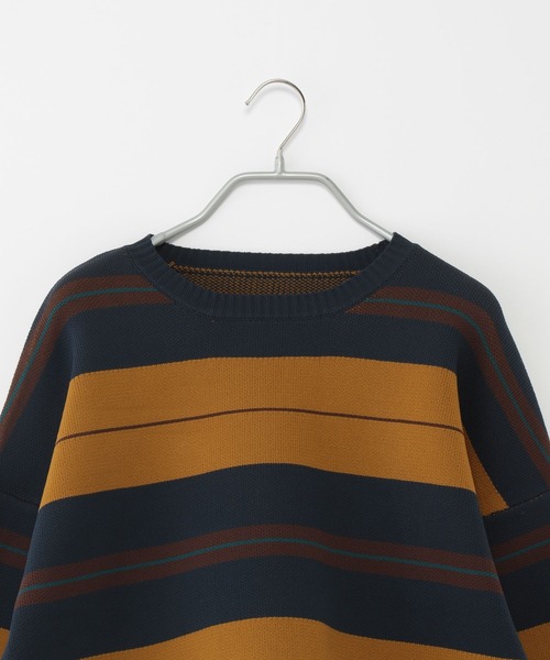 PBLIM（ページボーイリム）の「PAGEBOYLIM/マルチボーダーニット（ニット/セーター・レディース・グリーン系その他/ブラウン系その他/イエロー系その他・FREE）」の4枚目の写真