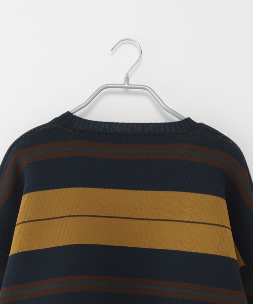 PBLIM（ページボーイリム）の「PAGEBOYLIM/マルチボーダーニット（ニット/セーター・レディース・グリーン系その他/ブラウン系その他/イエロー系その他・FREE）」の5枚目の写真