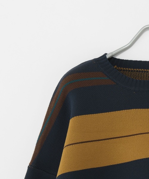 PBLIM（ページボーイリム）の「PAGEBOYLIM/マルチボーダーニット（ニット/セーター・レディース・グリーン系その他/ブラウン系その他/イエロー系その他・FREE）」の6枚目の写真