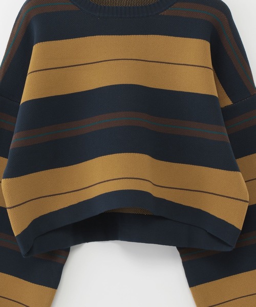 PBLIM（ページボーイリム）の「PAGEBOYLIM/マルチボーダーニット（ニット/セーター・レディース・グリーン系その他/ブラウン系その他/イエロー系その他・FREE）」の7枚目の写真