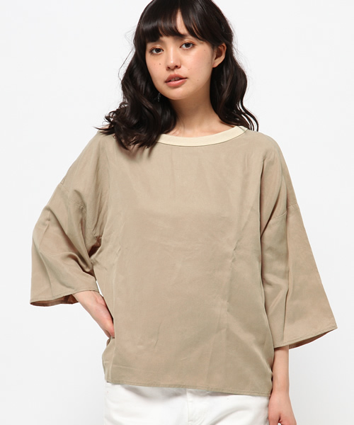 OUTLET（アウトレット）の「【mystic】Omekashi テンセルプルオーバー（シャツ/ブラウス・レディース・オフホワイト/ブラック/ベージュ・FREE）」の3枚目の写真