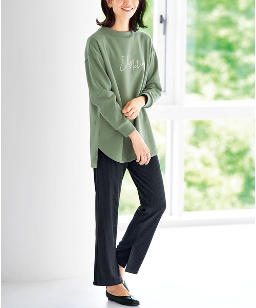 BELLUNA PLUS(ベルーナ)の「ELLE Active リブテレコ素材フレアーパンツ(その他パンツ・レディース・ブラック/アイボリー・LARGE/X-LARGE/MEDIUM)」の6枚目の写真