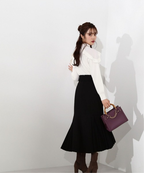 PROPORTION BODY DRESSING（プロポーションボディドレッシング）の「サイドプリーツマーメイド / 1213120109（スカート・レディース・ブルー/ブラック/ベージュ・SMALL/MEDIUM）」の4枚目の写真