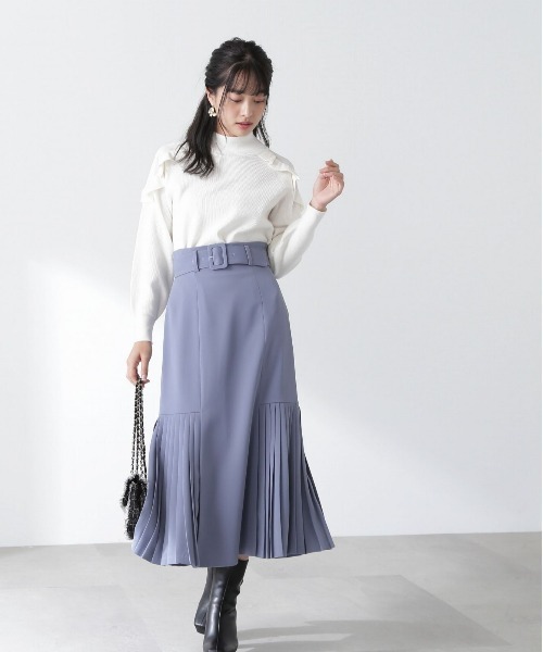 PROPORTION BODY DRESSING（プロポーションボディドレッシング）の「サイドプリーツマーメイド / 1213120109（スカート・レディース・ブルー/ブラック/ベージュ・SMALL/MEDIUM）」の5枚目の写真