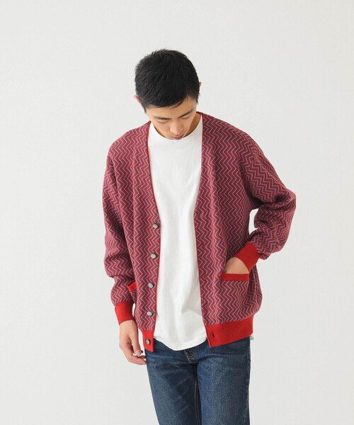 BEAMS（ビームス）の「BEAMS / ジグザグ ジャカード カーディガン（カーディガン/ボレロ・メンズ・レッド系その他6/グリーン・M/L/XL/S）」の13枚目の写真